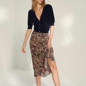 Aritzia Wilfred Leopard Midi Skirt